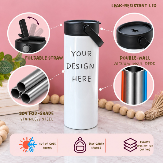 Custom 30oz Tumbler with Handle – Personalized Stainless Steel Insulated Cup