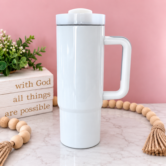 Custom 40oz Tumbler with Handle – Personalized Stainless Steel Travel Cup